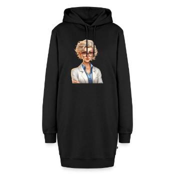 Portrait einer jungen Frau im Cartoon Stil - Hoodie-Kleid - Schwarz - Vorne