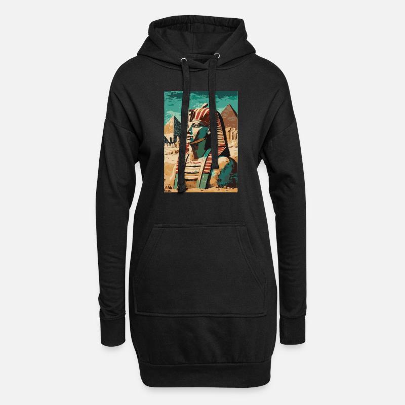 Pharao vor Pyramiden - Hoodie-Kleid - Schwarz