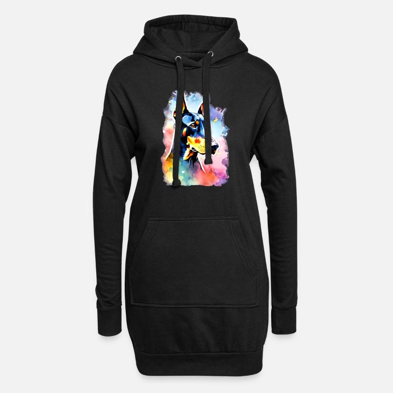 Dobermann Dobermann Hund Dobermann - Hoodie-Kleid - Schwarz