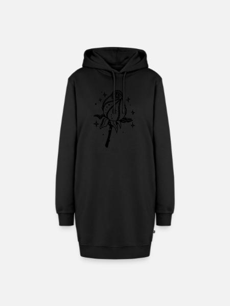 Schwarze Rose - Hoodie-Kleid - Schwarz