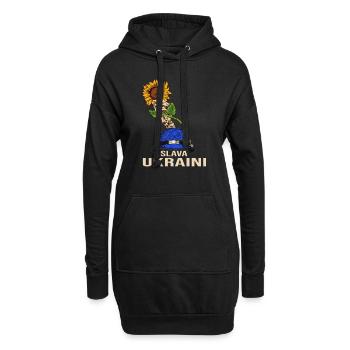 tournesol slava ukraini stand avec ukraine kiev - Sweat-shirt à capuche long Femme - noir - Devant