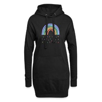 Regenbogen Regen - Hoodie-Kleid - Schwarz - Vorne