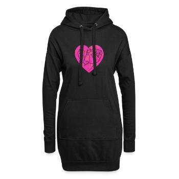 Hand Geste Herz rosa - Hoodie-Kleid - Schwarz - Vorne