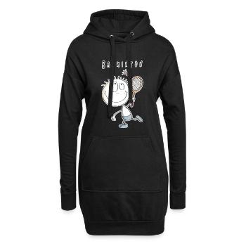 Cooles Badminton Spieler Männchen - Hoodie-Kleid - Schwarz - Vorne