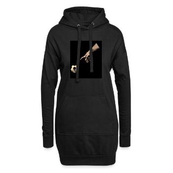 Illustration surréaliste de main et de ballons de football - Sweat-shirt à capuche long Femme - noir - Devant
