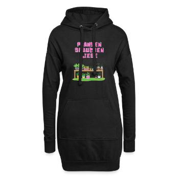 Pflanzen brauchen Liebe - Hoodie-Kleid - Schwarz - Vorne