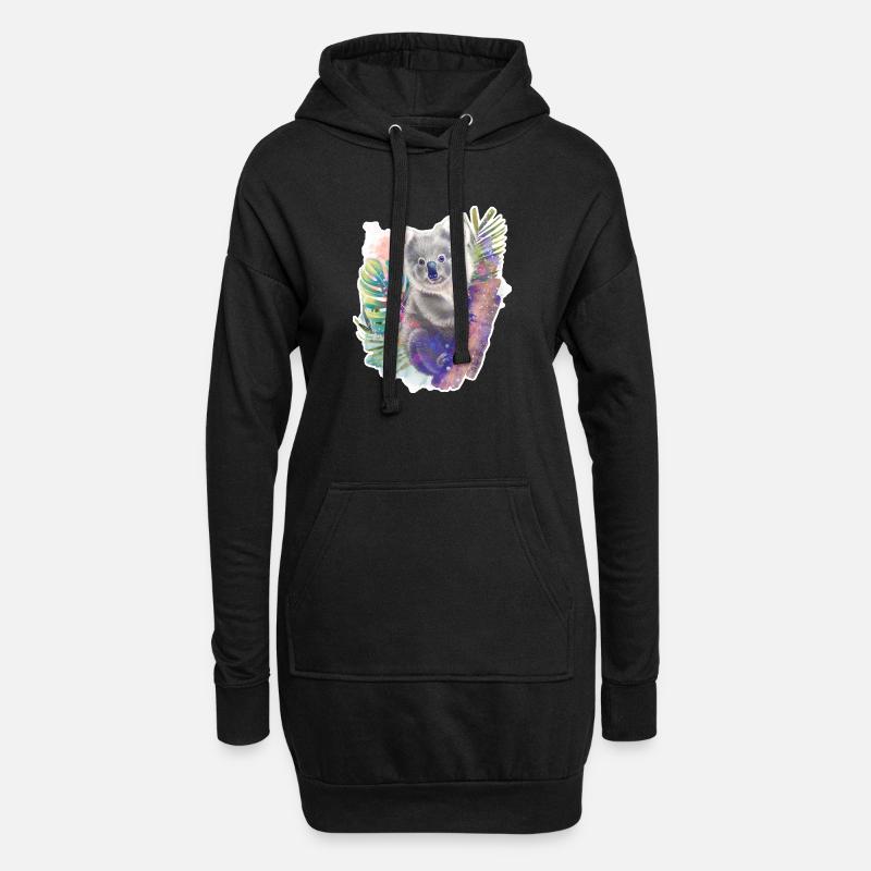 Koala | Koala Bär - Hoodie-Kleid - Schwarz