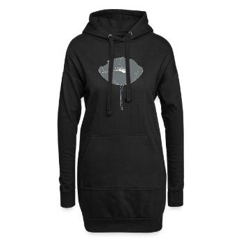mohnblume grau - Hoodie-Kleid - Schwarz - Vorne