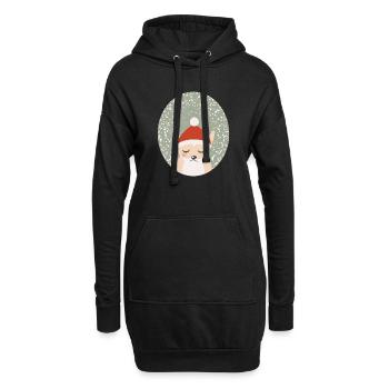 renard mignon avec chapeau de Noël du Père Noël - Sweat-shirt à capuche long Femme - noir - Devant