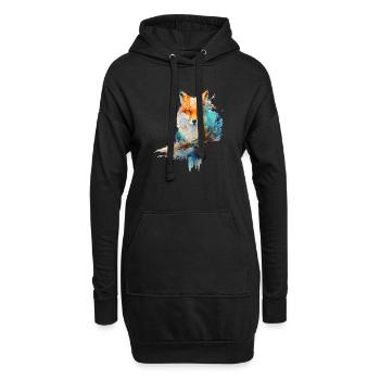Design Fuchs fait d’aquarelles - Sweat-shirt à capuche long Femme - noir - Devant