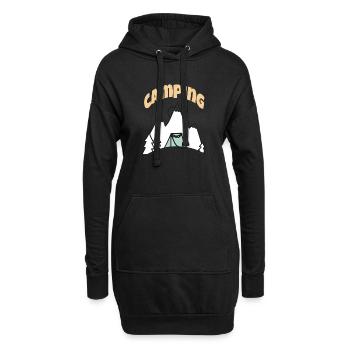 La vie en camping - Sweat-shirt à capuche long Femme - noir - Devant