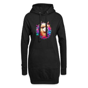 Alpaka - Hoodie-Kleid - Schwarz - Vorne