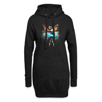 Ballerina mit Schmetterlingsflügeln, Schmetterlingen, Tutu - Hoodie-Kleid - Schwarz - Vorne