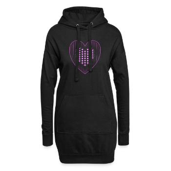 rosa herzen viele pinke Herzen - Hoodie-Kleid - Schwarz - Vorne