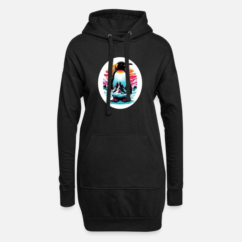Pinguin - Hoodie-Kleid - Schwarz