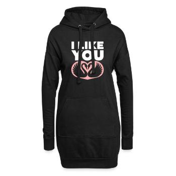 Couple de cygnes romantiques avec je t’aime - Sweat-shirt à capuche long Femme - noir - Devant