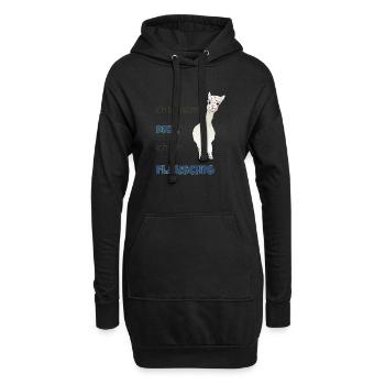 Ich bin nicht dick, ich bin flauschig! - Hoodie-Kleid - Schwarz - Vorne