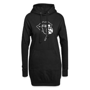 Illustration de lèvres de sucette ludique - Sweat-shirt à capuche long Femme - noir - Devant