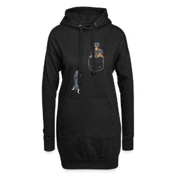 T-shirt de poche teckel - Sweat-shirt à capuche long Femme - noir - Devant