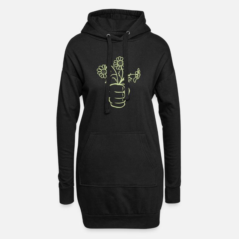 Eine Faust Hand mit Blumenstrauß - Hoodie-Kleid - Schwarz