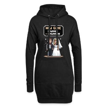 Lendemain de Mariage Mari Femme Humour Gamer - Sweat-shirt à capuche long Femme - noir - Devant