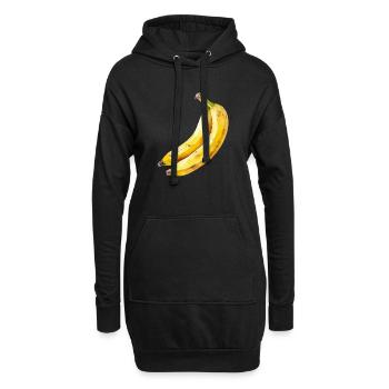 Banane Aquarell - Hoodie-Kleid - Schwarz - Vorne