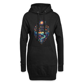 Schwarzes Loch Weltentanz der Psy Farben Galaxie - Hoodie-Kleid - Schwarz - Vorne