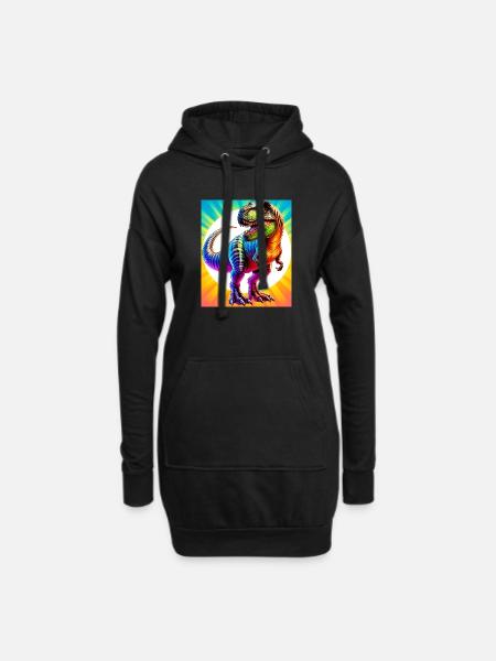 dinosaure - Sweat-shirt à capuche long Femme - noir