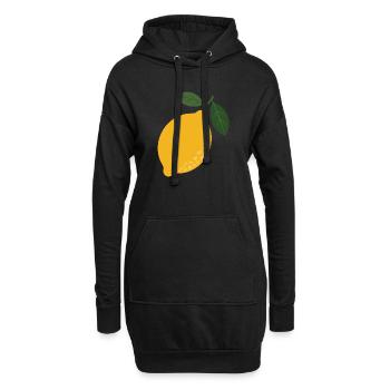 Zitrone & Blätter Illustration - Hoodie-Kleid - Schwarz - Vorne