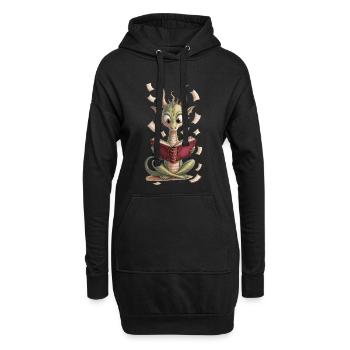 Drache mit Buch Shirt Geschenk für Buchliebhaber  - Hoodie-Kleid - Schwarz - Vorne