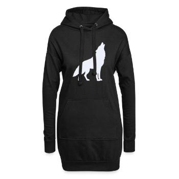 Silhouette de loup au clair de lune - Sweat-shirt à capuche long Femme - noir - Devant