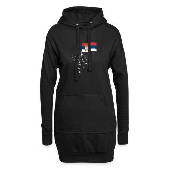 Manuscrit du drapeau serbe - Sweat-shirt à capuche long Femme - noir - Devant