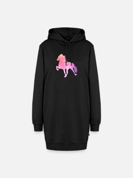 Islandpferd Watercolor - Hoodie-Kleid - Schwarz
