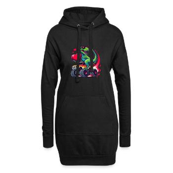 Saint-Valentin Dinosaure Coeur Monster Truck Drôle - Sweat-shirt à capuche long Femme - noir - Devant