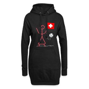 Fußball Frau Schweiz Strichfrau spielen Wettkampf - Hoodie-Kleid - Schwarz - Vorne