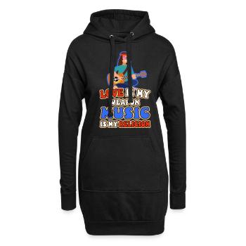 Love is my weapon, music is my religion. - Hoodie-Kleid - Schwarz - Vorne