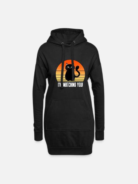 I'm watching you funny black Cat schwarze Katze - Hoodie Dress - black