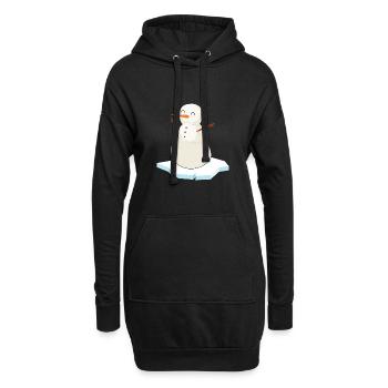 Eisbader "Schneemann am Eisloch" Winterschwimmen - Hoodie-Kleid - Schwarz - Vorne