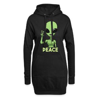 Signe de paix extraterrestre - Sweat-shirt à capuche long Femme - noir - Devant