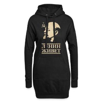 Lenin lebt - Hoodie-Kleid - Schwarz - Vorne