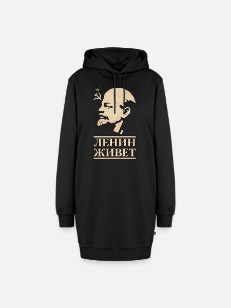 Lenin lebt - Hoodie-Kleid - Schwarz
