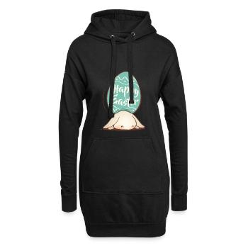 Doux lapin de Pâques avec oeuf coloré et lettrage - Sweat-shirt à capuche long Femme - noir - Devant