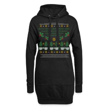 Weihnachten Ugly Sweater Nerd Programmierer - Hoodie-Kleid - Schwarz - Vorne