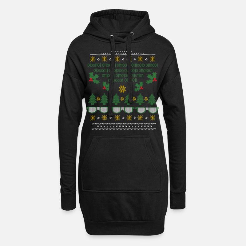 Weihnachten Ugly Sweater Nerd Programmierer - Hoodie-Kleid - Schwarz