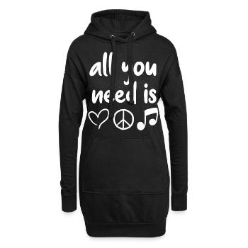 Musik - Hoodie-Kleid - Schwarz - Vorne