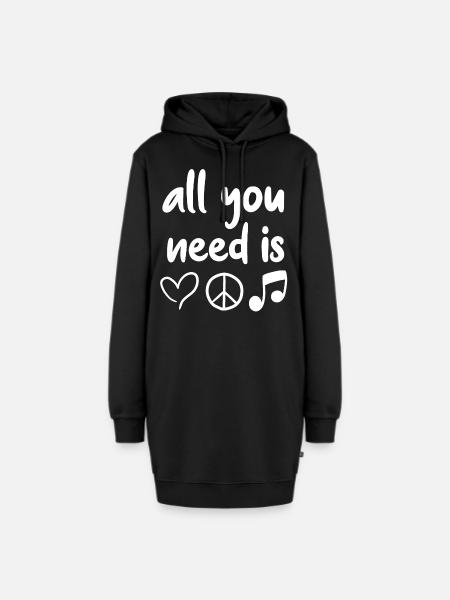 Musik - Hoodie-Kleid - Schwarz