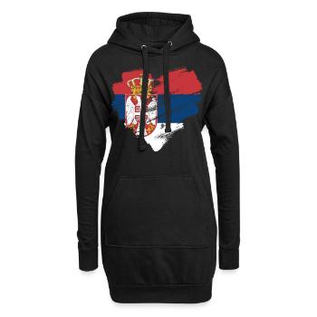 Serbien - Hoodie-Kleid - Schwarz - Vorne