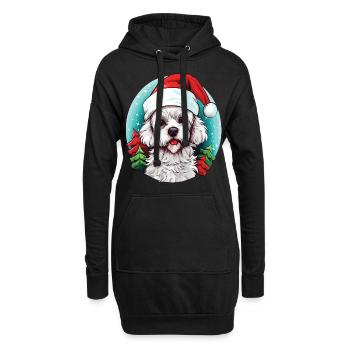 Chien de race Bichon qui fête Noël - Sweat-shirt à capuche long Femme - noir - Devant