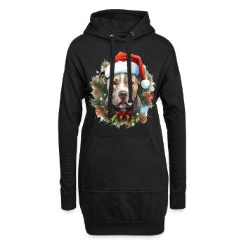 Chien de la race Pitbull qui fête Noël avec vous - Sweat-shirt à capuche long Femme - noir - Devant