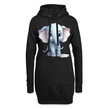 Bébé éléphant mignon - Sweat-shirt à capuche long Femme - noir - Devant